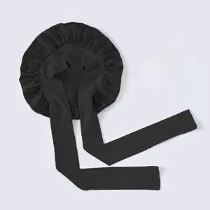 MYLOCKME Adjustable Women Single Side Satin Solid Sleeping Cap For Women Soft Silk Nightcap Bonnet With Headband