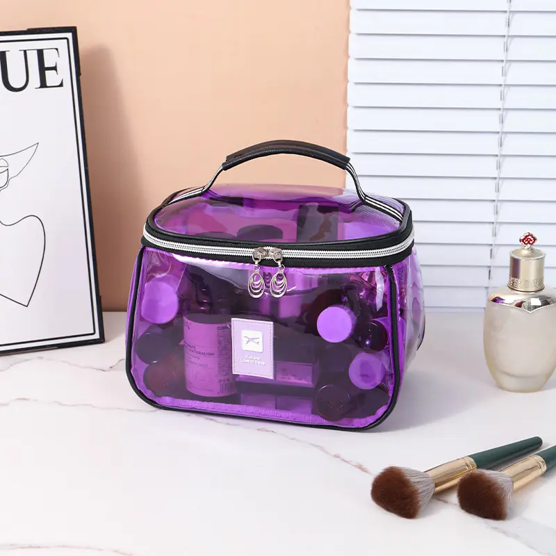 Retro Premium Cosmetic Travel Bag, Clear Waterproof Large Capacity Wash Bag, Integrated Makeup & Skincare Arrangement Storage Solution