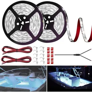 LED Boat Strip Lights, 32.8FT Marine Pontoon Led Lights, Waterproof Boats Interior Light, Under Gunnel Light, Boats Deck Lighting, Night Fishing Lighting for Pontoon Bass Fishing Yacht Kayak (White)