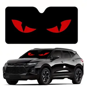 1pc, Demon-Style Car Windshield Sun Shade, Red Devil Eye Print Pattern, UV Protection, Stylish Design, Easy to Install, Foldable for Convenient Storage, Keeps Your Vehicle Cool, Perfect for Cars, SUVs, and Trucks, Suitable for Daily Commuting