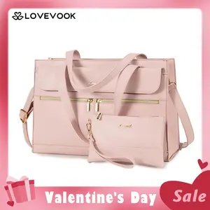 【Valentine's Day Gift】LOVEVOOK Laptop Tote Bags 15.6-17.3 inches for Woman with Clutch Purse, Large Business Teacher Office Crossbody Purse with 2 Cup Holder, Compact Waterproof Vegan Leather Shoulder Bags and Computer bag for Work, Office, Casual