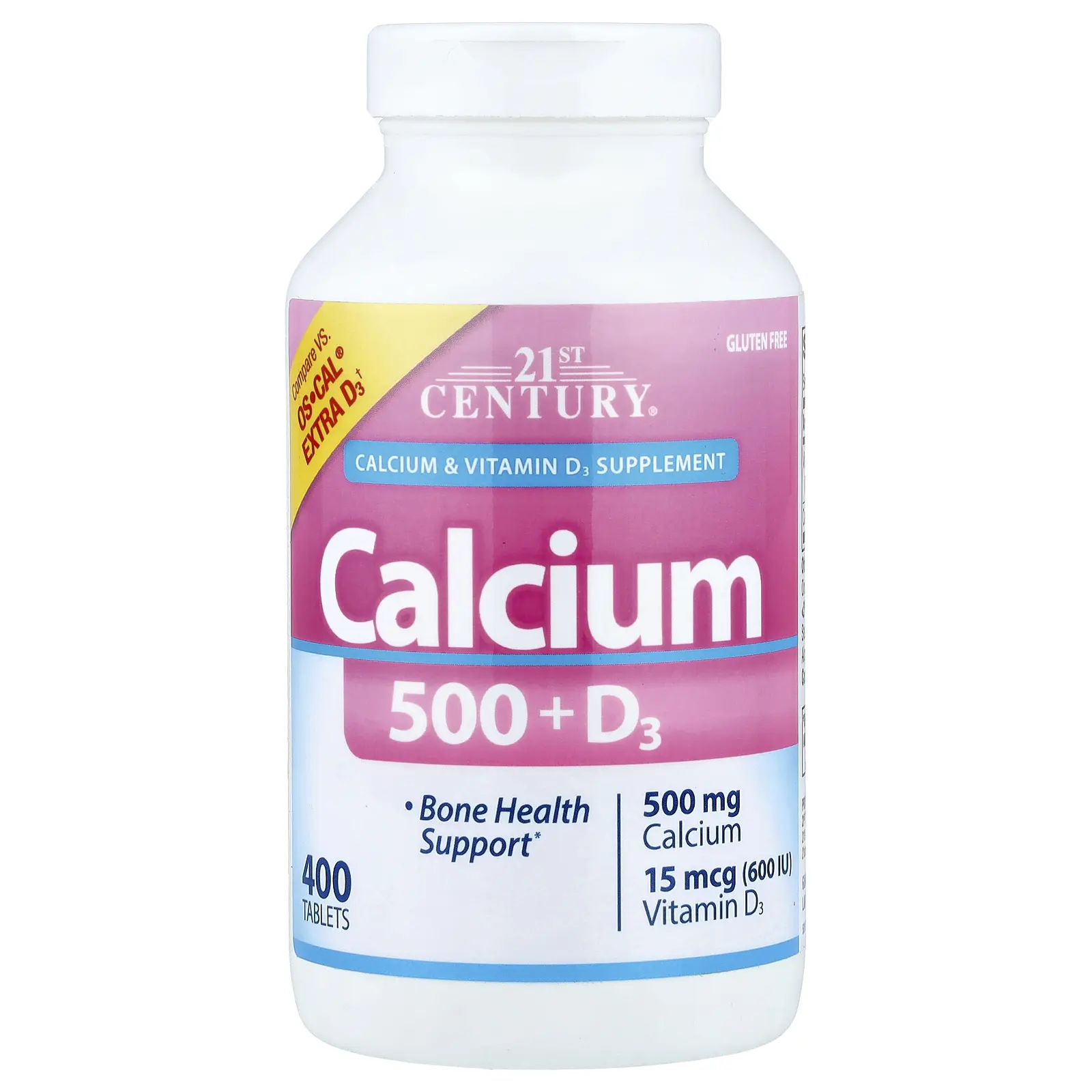21st Century Calcium 500 + D3, 400 Tablets