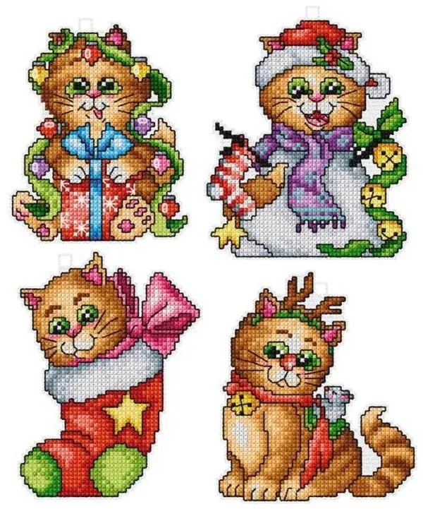 Cats Plastic Canvas Counted Cross Stitch Kit by Orchidea 7627