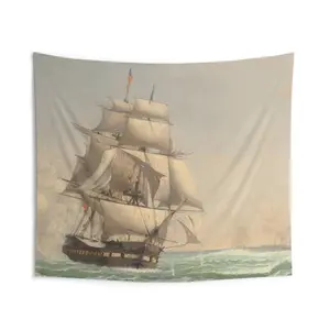 Nautical Ship Wall Tapestry - Vintage Maritime Decor for Home, Boho Aesthetic 36" × 26"
