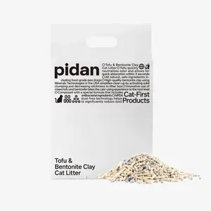 pidan Mix Cat Litter,Tofu Cat Litter with Bentonite,Absorbent and Fast Drying,Flushable Tofu Litter,Selected Quality Pea Dregs,5-Fold Water Absorption,Strong Clumping (5.3lb×1bag)