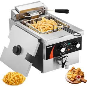 VEVOR Commercial Deep Fryer, 2x 9Qt/ 8.5L Double Oil Fryer with 2 Baskets, 1mm Thickened Stainless Steel, Dual Tank 3500W Electric Countertop Fryer Time Temp Control, for Kitchen Restaurant UseVEVOR Super Brand Day