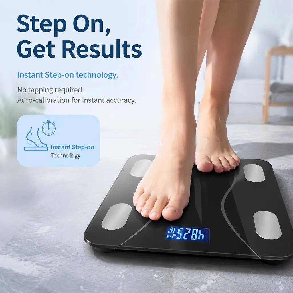 Smart Bluetooth-compatible APP Accurate Digital Scale for Home, Health Body Weight Scale with Precise Weight Measurement, Body Fat Measurement, Body Composition Scale, Body Fat Monitor, 180kg/400lb Max Weight Capacity