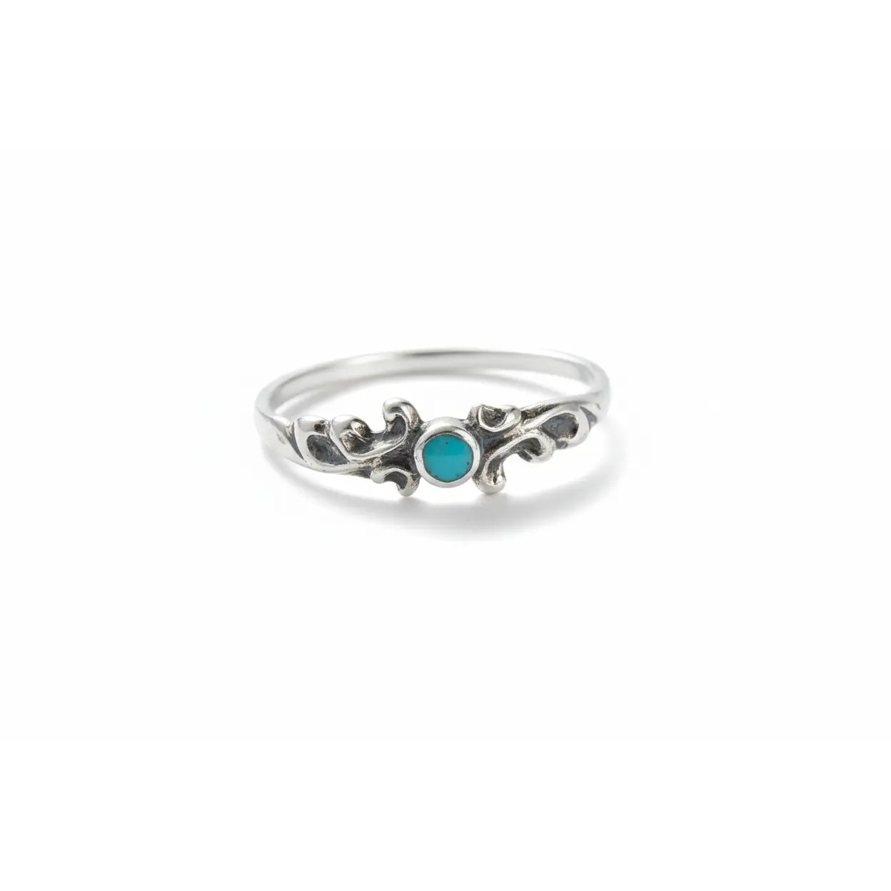 Sterling Silver Dainty Turquoise Ring, Genuine Turquoise Ring for Women, Tiny Ring, 925 Rings