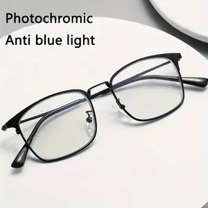 Men's Photochromic Eyeglasses, UV Protection, Lightweight Flexible TR90 Design, Unisex-Adult Oval Resin Metal Frame Reading Glasses