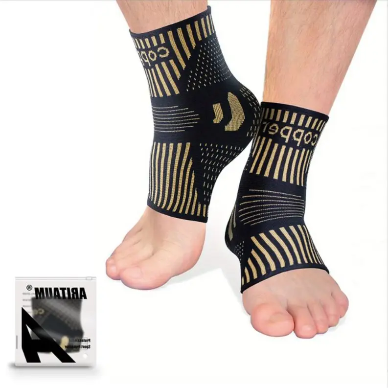 Blackgold (a Pair) Breathable Nylon-Based Copper-Fiber Ankle Guards, Ankle Protection Gear for Basketball Enthusiasts, Sports Protection, Copper Fibers, Prop 65 Safe, Ankle Compression Protective Gear