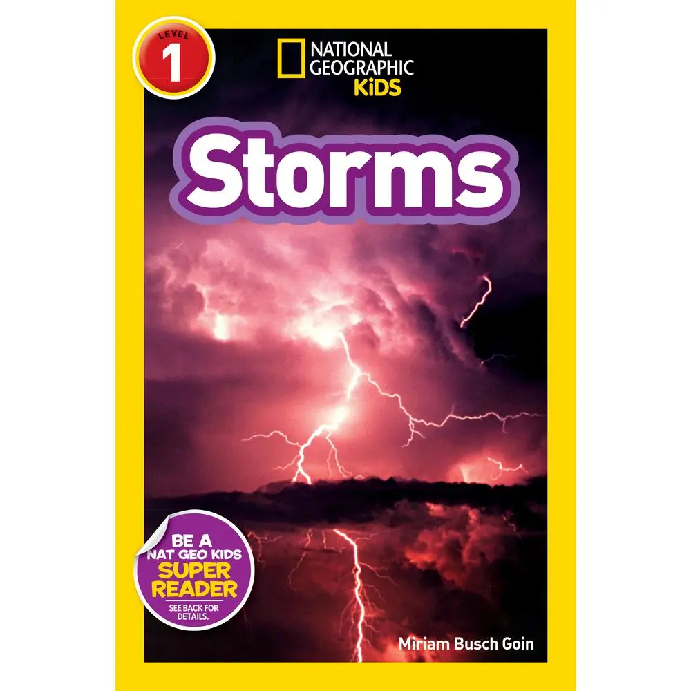 Used National Geographic Kids Readers Level 1 Weather Science Book - Storms by Miriam Busch Goin, Paperback, Science Content, Short Sentences, Printed Text, Dynamic Photos, Simple Vocabulary, Reading Confidence Building School Educational Supply (English)