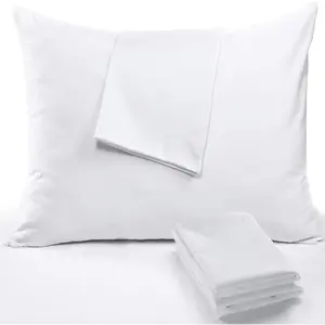 4 Pack Pillow Protectors Standard 20x26 Inches Lab Certified Ultra Fresh Treated  Cotton Non Crinkle Quiet Breathable Zipper Covers Cases White