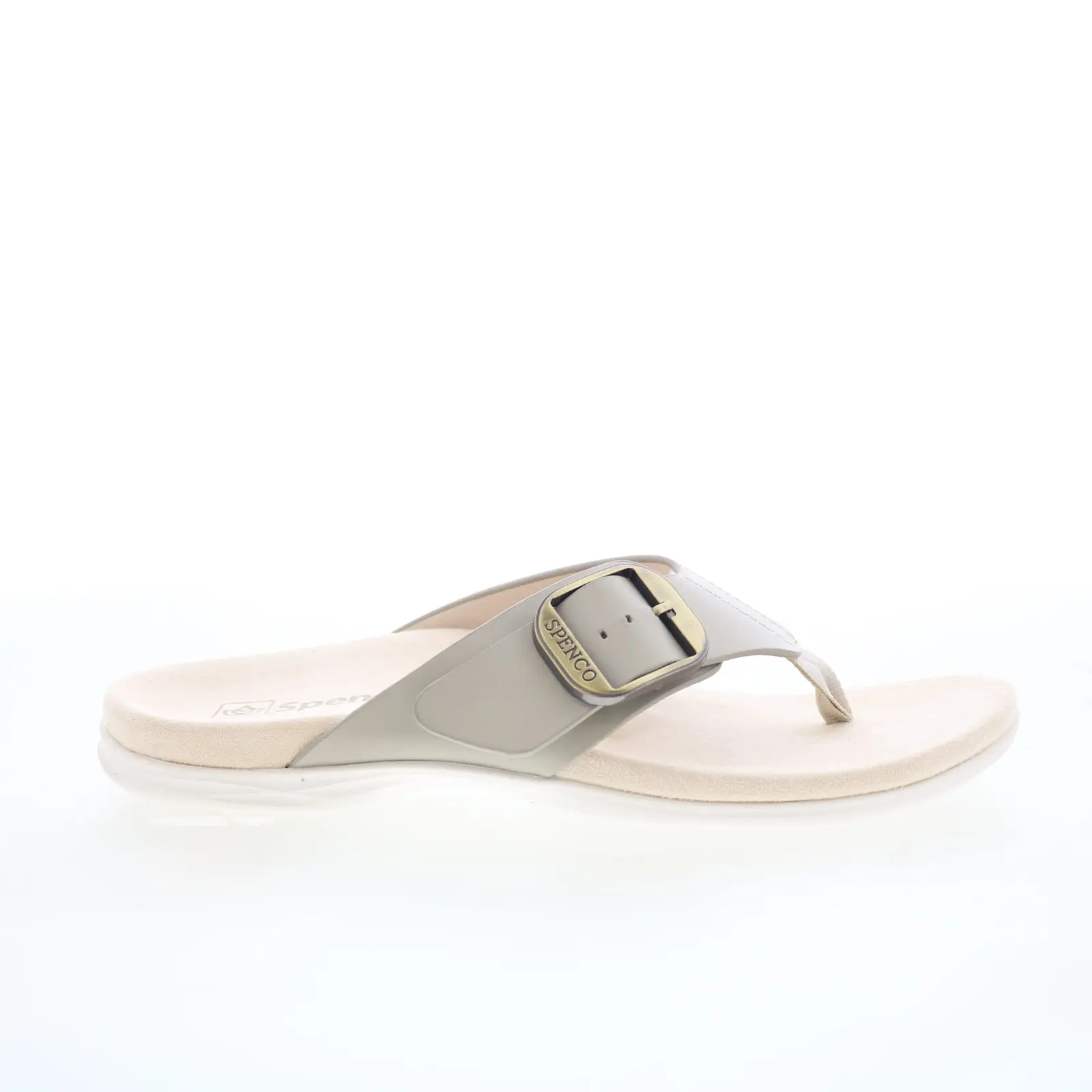 Spenco Sierra SP1068GRY Womens Gray Leather Slip On Flip-Flops Sandals Shoes