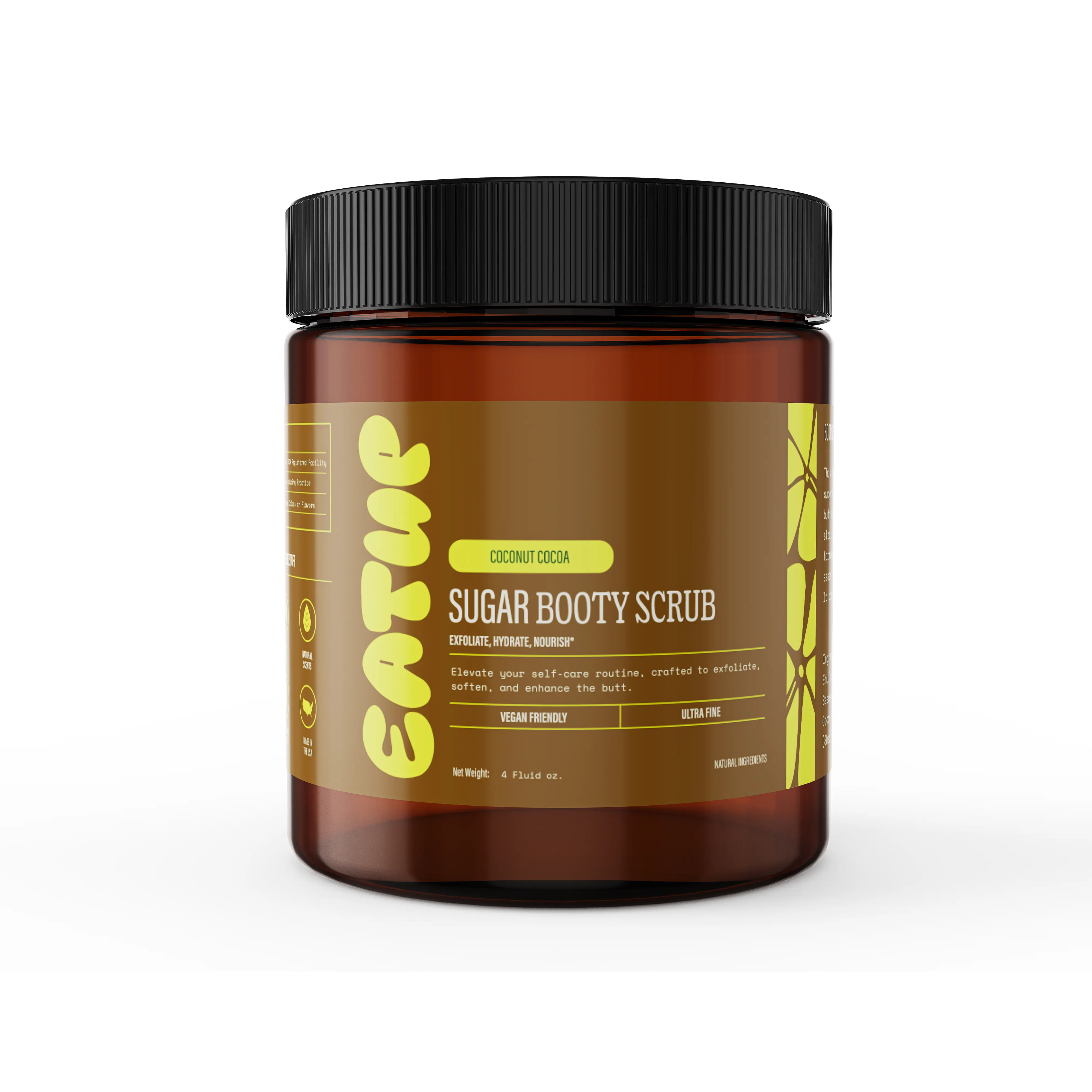 Coconut Cocoa Sugar Scrub - Moisturizing Body Scrub with Sea Salt, Sugar, and Shea Butter - Cleansing Body Care