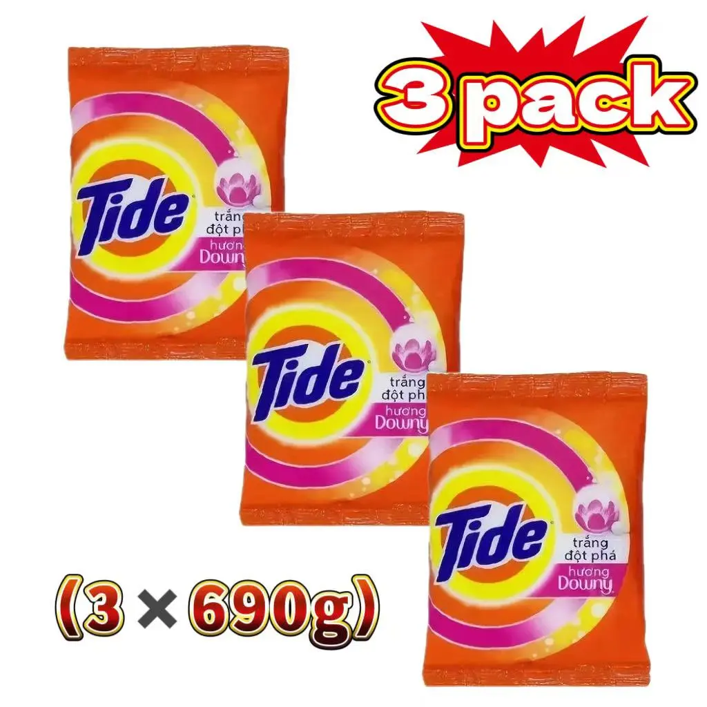 3 Pack, Tide Laundry Detergent Powder, 690g (24.3 OZ) Each, Powerful Stain Removal, Long Lasting Fresh, Household Washing Detergent
