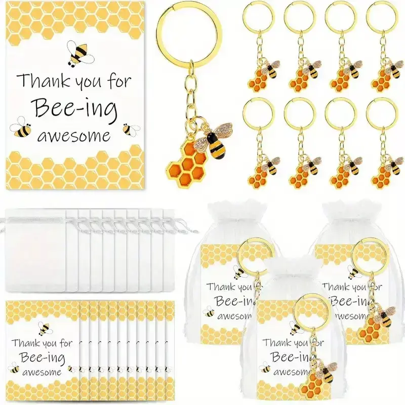 【Summervibes】 gifts Set of 10 Pocket Hug Favors Employee Appreciation Gifts Bulk for Coworkers   Exquisite keyring  Resin BeePocket keychain  Adorable Designs Versatile Gift  Ideal for Occasions FavorsDurable Card Decorative Ornament Gift