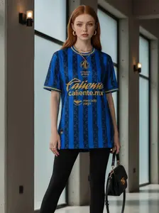 Chivas de Guadalajara 2025-2026 3rd Away Soccer Jersey Mexico LIGA MX Fans Version Short Sleeve Quick-Dry Football Jersey Blue Quick-Dry