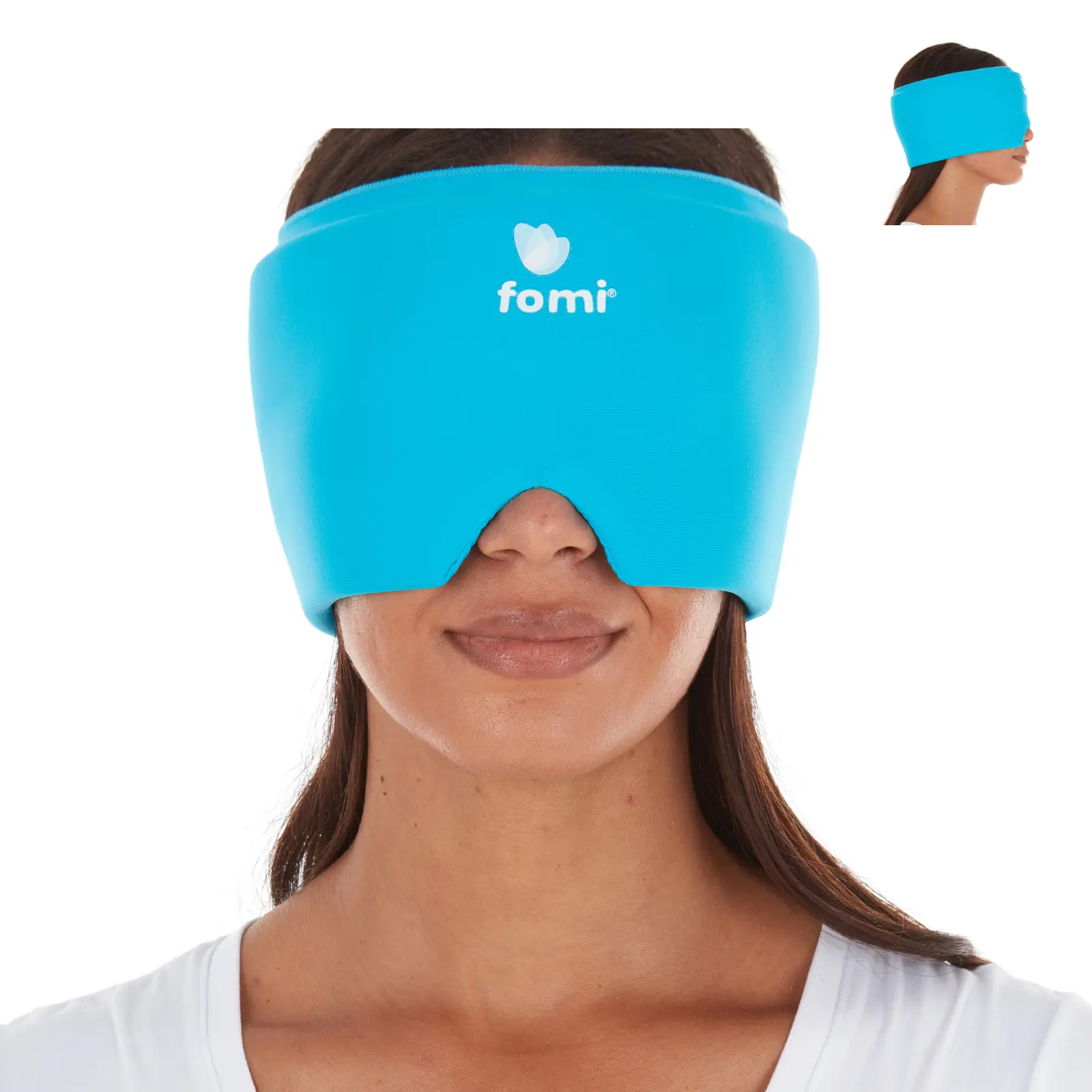 FOMI Premium Hot Cold Migraine Gel Ice Hat | Cooling Wearable Solid Gel Cap | Head and Face Wrap for Headache, Puffy Eyes, Tension, Sinus, Pressure, Stress, Fever Pain Relief | Relaxing Mask Compress