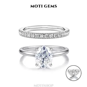 MOTI GEMS 2.5CT Women's Finger Engagement Ring Oval Cut Solitaire Lab-Created Synthetic Moissanite D VVS1 Stackable Hypoallergenic High Setting Wedding Promise Birthday Gift Anniversary Fine Jewelry