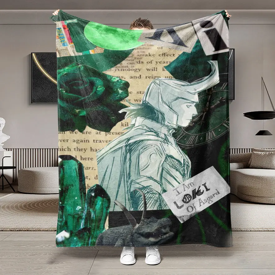 Asgard Loki Fantasy Patchwork Flannel Blanket, Soft Lightweight Warm, Perfect for Bedroom Holiday Decor, All Seasons, Multi-Use Gift