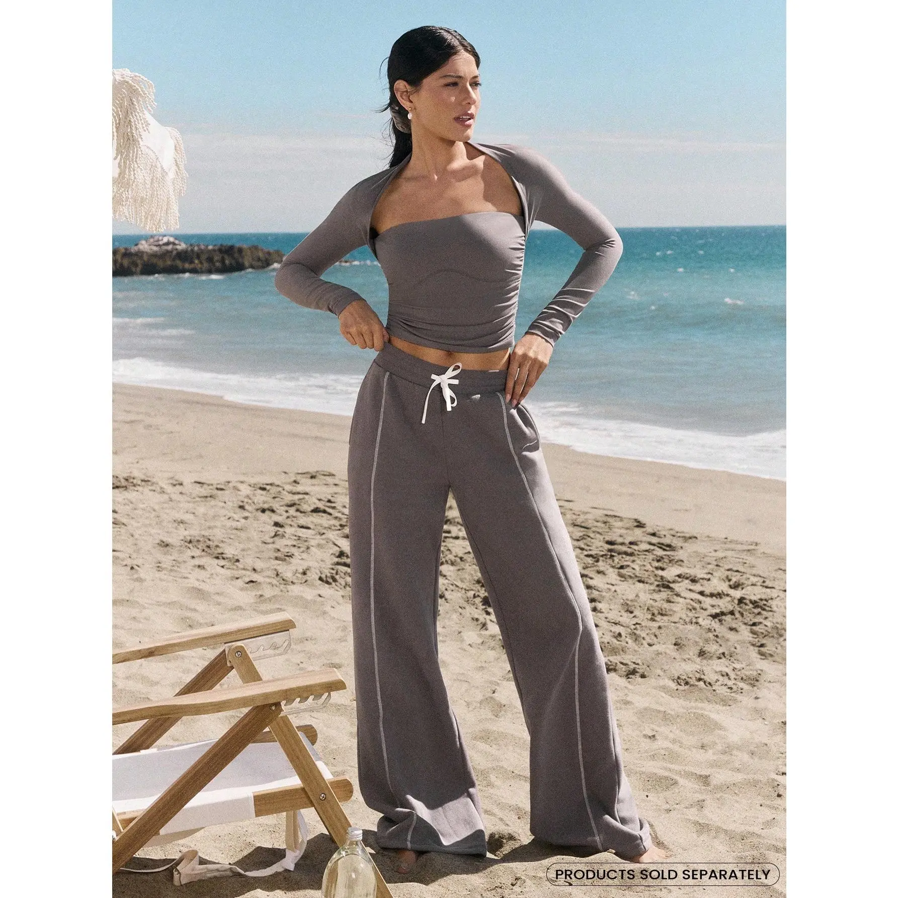 GLOWMODE Everyday Fleece Flare Play Soft Warm Contrast Stitching Side Pockets Adjustable Drawstring Waist Slim-Fit Micro Flare-Leg Sweatpants Autumn Winter Outdoors Daily Casual Wear