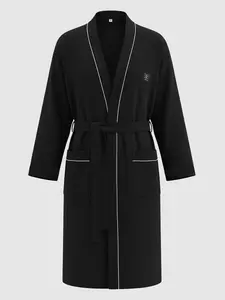 Men's Solid Color Loose Long Sleeve Sleepwear, Loungewear, Spring Summer Home Wear, Hotel, Party Wear, Swimwear, Household Use, Wedding Season, Plain