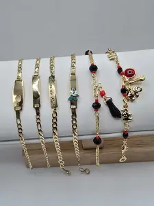 Gold Plated 14k Baby Bracelet 6 inches Lightweight Water Resistant Everyday Wear Comfortable Stylish Jewelry for Boys & Girls