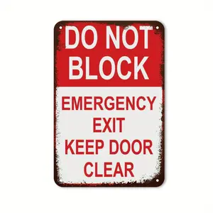 Don'T Block Emergency Exit Keep Door Clear Parking Sign Aluminum Metal Sign Aluminum Safety Sign Warning Signs For Business Retail Store Home Wall Decor, Christmas Birthday Gift For Men Women Friends Lover Gff Bff