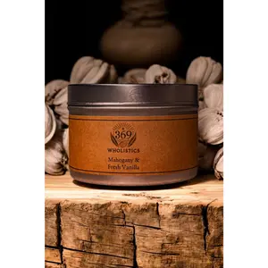 Mahogony and Vanilla Candle 8oz - Home Fragrance - Decor, Ornaments candles decor gift Fall Scented mahogany teakwood Freshener Perfume friend small business amazing scents