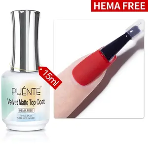 Puente 15ML Hema Free Velvet matter top coat Matte Nails Top Coat Gel Nail Polish Powder-Resist Matte Finish for Chrome Powder Painting soak off uv Nail Art Long Lasting Manicure DIY Gift for Women beginner