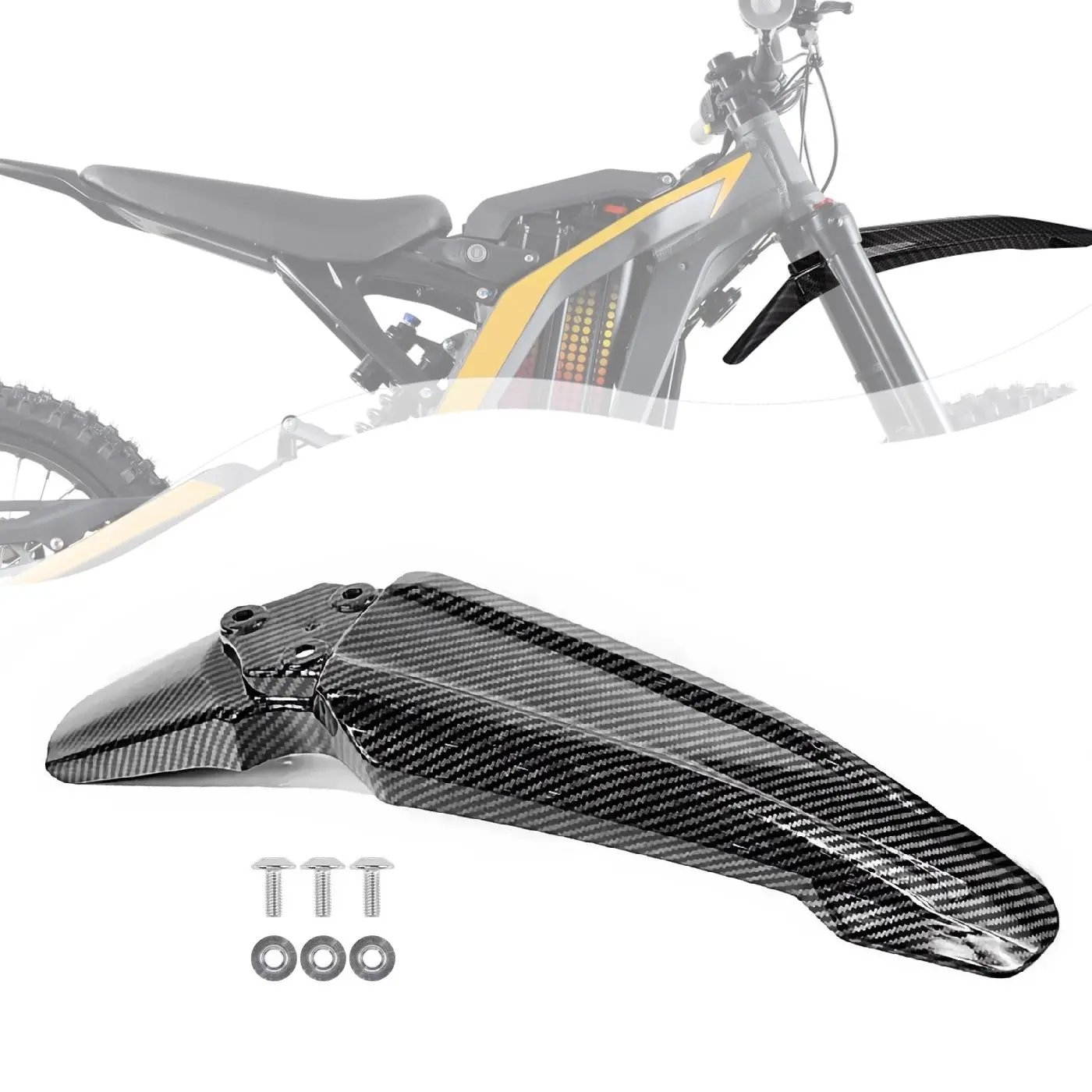Imitation Carbon Fiber Front Fender Mud Guard for Sur Ron Light Bee X/S, Segway X160/X260 Motorbike, Sur Ron Replacement Parts Accessories