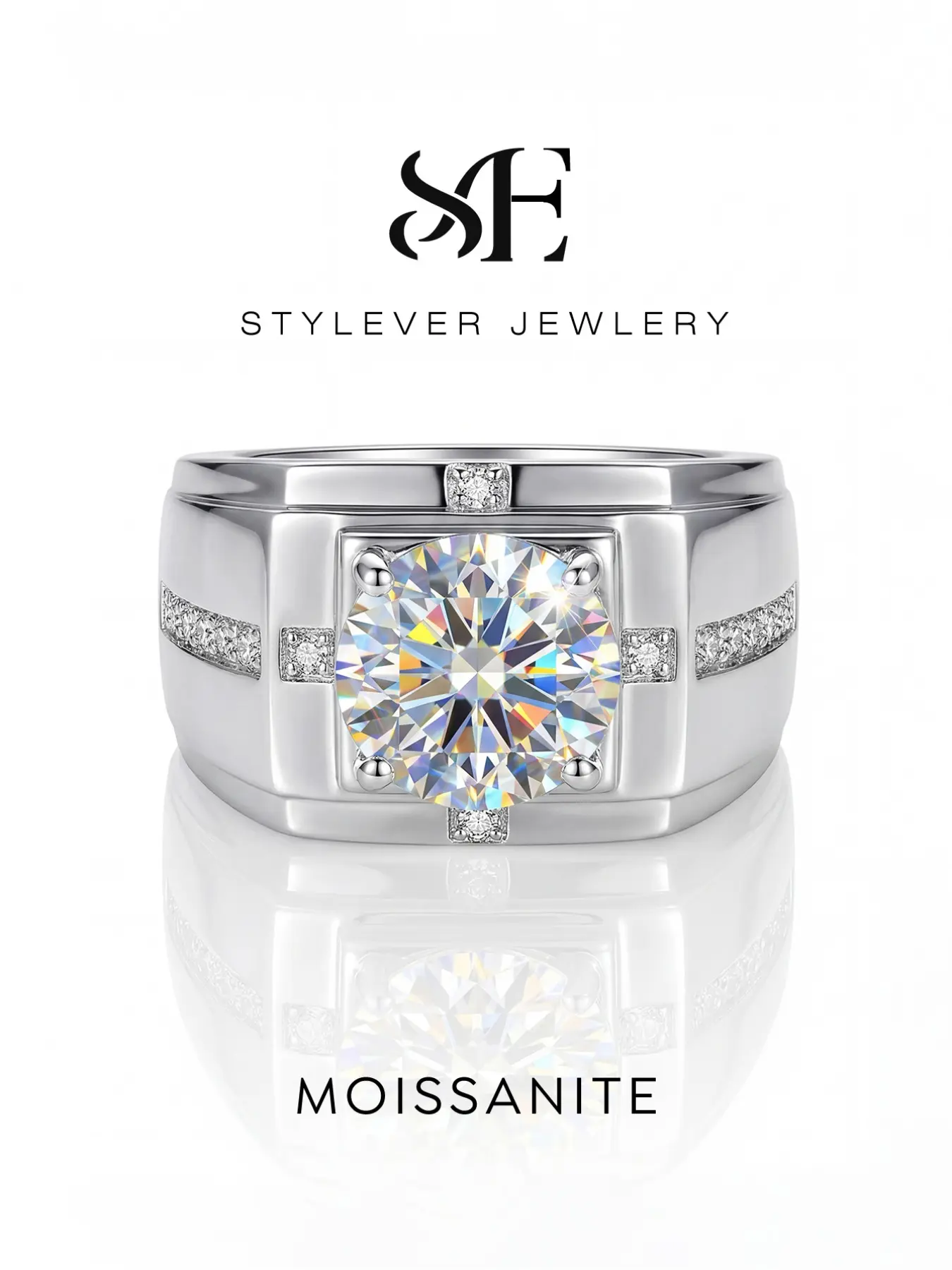 1 Pc Gold Plated Copper Men's Ring with 1.0ct Synthetic Moissanite for Men Party Fine Jewelry Elegant Engagement Ring Engagement Wedding Rings