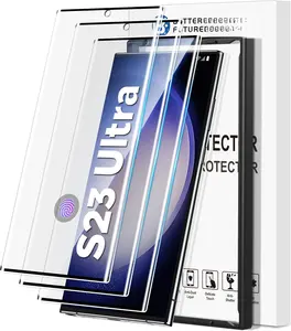 3D Curved Tempered Glass for  Galaxy S23 Ultra Screen Protector, 9H Glass for S23 Ultra 5G, Scratch Proof, Easy Installation Frame, Bubble Free, Case Friendly [3 Pack]