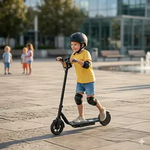 Kids Electric Scooter 250W – 9MPH Max Speed, 10 Miles Range, 3 Riding Modes, 6.5" Solid Tires, Dual Braking System
