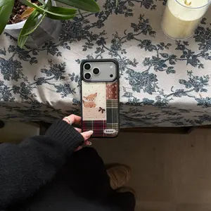 Creative Deer Patchwork Case for Apple iPhone 17 Pro Max, Fashionable Phone Cover, Border Grid Design, Stylish Mobile Protection