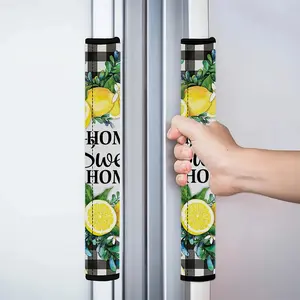 2pcs 4.7x15.7 in Lemon summer Sweet home Pattern Kitchen Appliance Handle Covers | Removable and Reusable Protective Covers for Refrigerator/Dishwasher/Microwave/Oven.  Home Decor, Holiday Gift, Durable Cover.1211