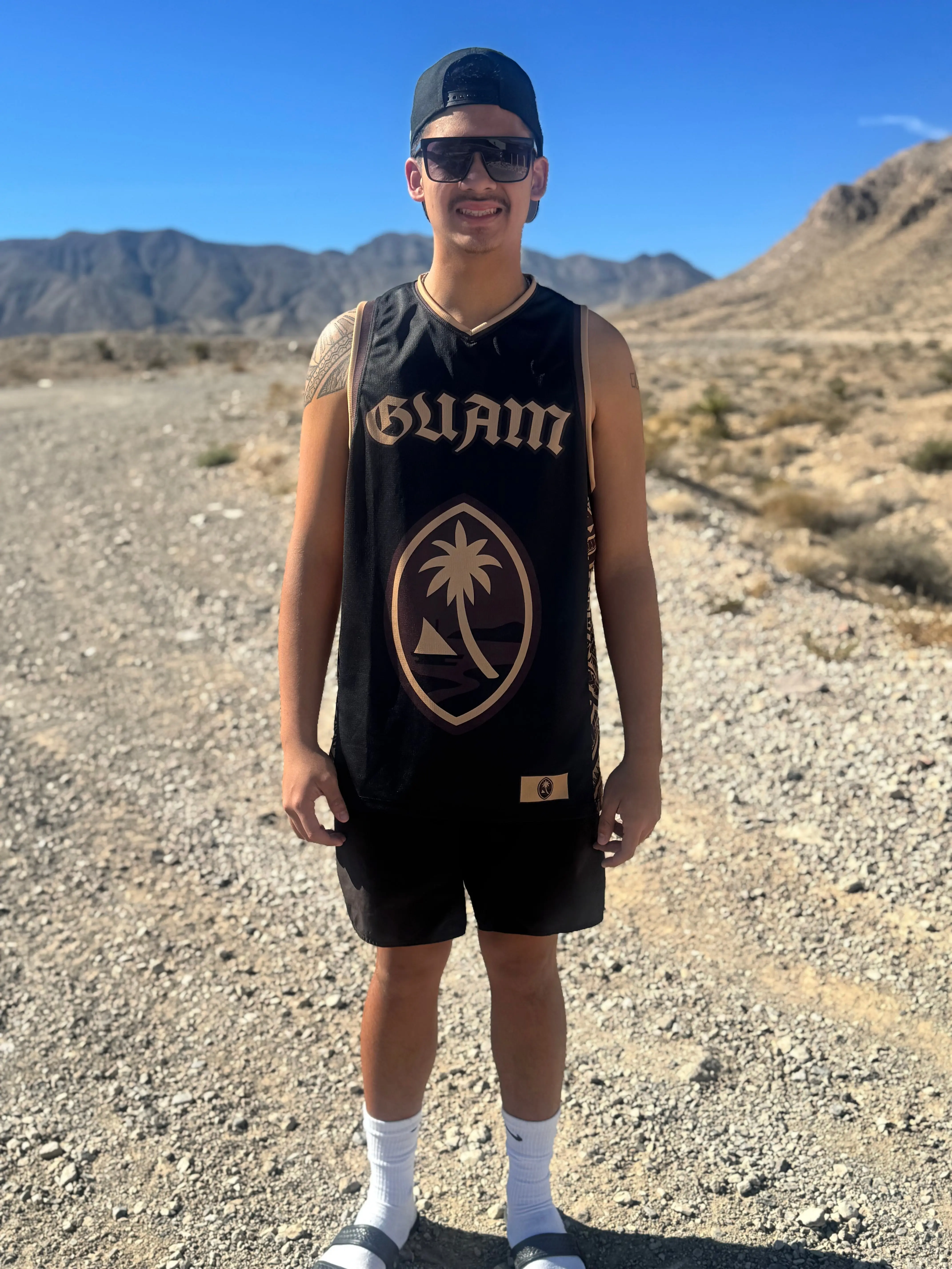 Guam Old English Sublimated Basketball Jersey
