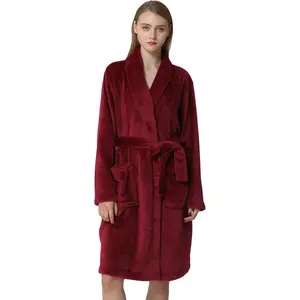 Women’s Flannel Robe Fleece Super Soft Warm Luxurious Plush Bathrobe S-XL