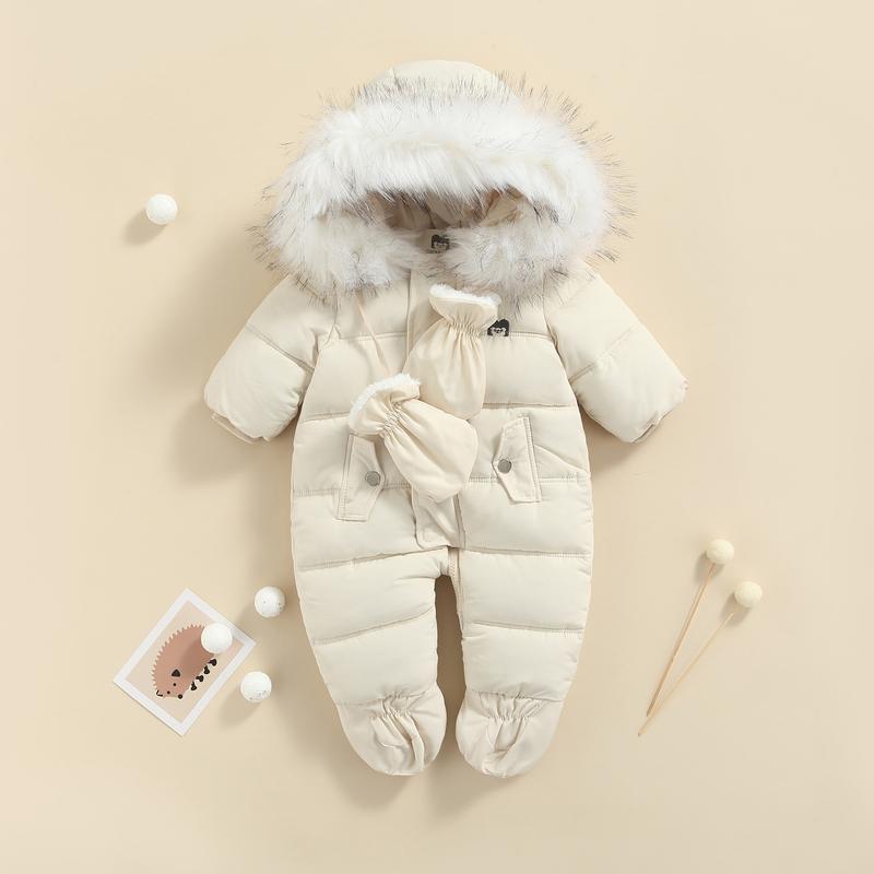 Baby Winter Snowsuit Infant Coat Romper Warm Outwear Hooded Puffer Jacket Footie Jumpsuit Bodysuit Boys Cotton Blend Multi-color Casual Outfit