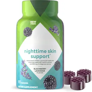 Nighttime Skin Support Gummies – Beauty Blend with Retinol, Collagen & Bedtime Botanicals, Blackberry Lavender Flavor, 90 Count