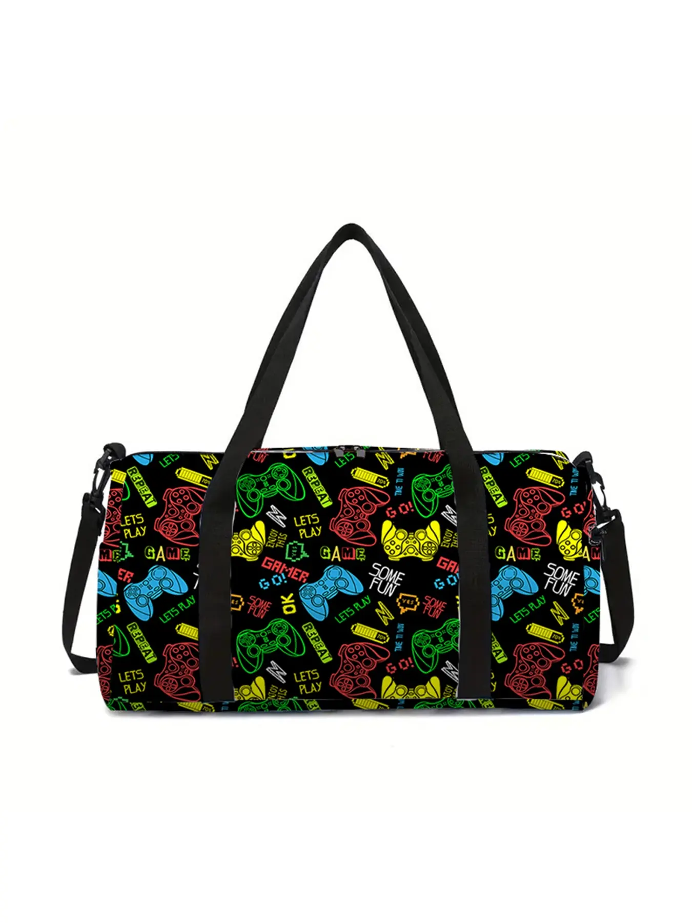 Gamepad pattern printed large-capacity travel duffel bag, portable storage bag, Travel Duffle Bag, Travel Bags