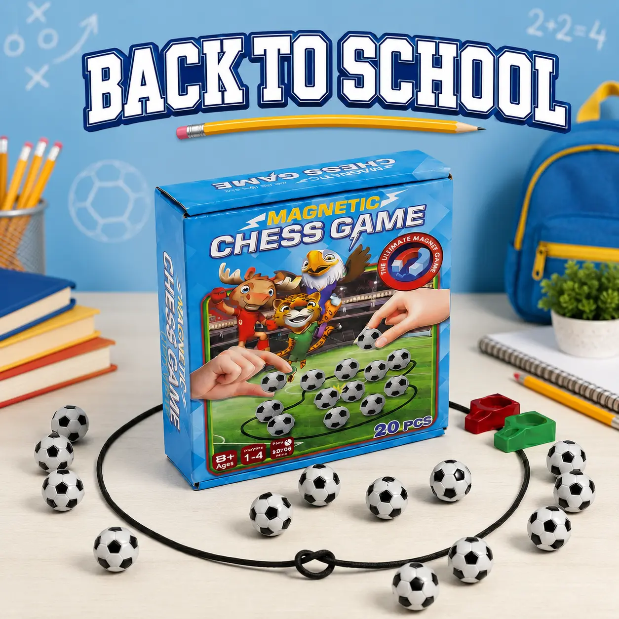 Magnetic Soccer Chess Game – 2026 Edition | 20 Soccer Ball Magnets, Rope Boundary & Carry Bag | Strategy Face-Off for 2-4 Players Ages 8+ | Fun for Family Night, Travel & Parties