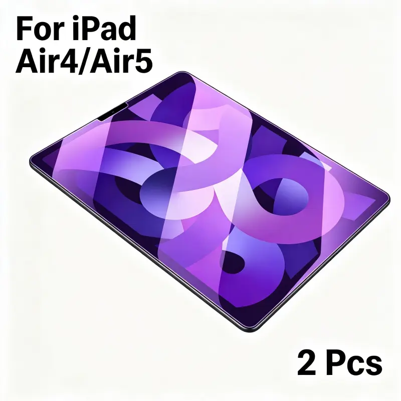 Two piece set of 9H hardness tempered glass screen protector suitable for iPad Air 4/5, high gloss high-definition transparent glass, ultra-thin anti fingerprint screen protector. 2-piece set.
