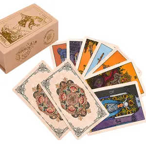 Tarot Cove Champagne Gold Tarot Deck with Guidebook, Waterproof Durable Classic Rider-Waite Cards, 4.72"×2.76"