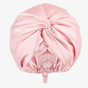 Fashion Satin Double layer Sleep Cap, Cross Twist Shower Cap, Adjustable Buckle, Beauty Head Wrap