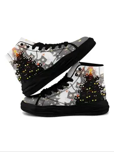 Women's Cute Cat Pattern High Top Sneakers, Comfortable Non-Slip Rubber Sole, Durable Casual Sports Shoes for Women