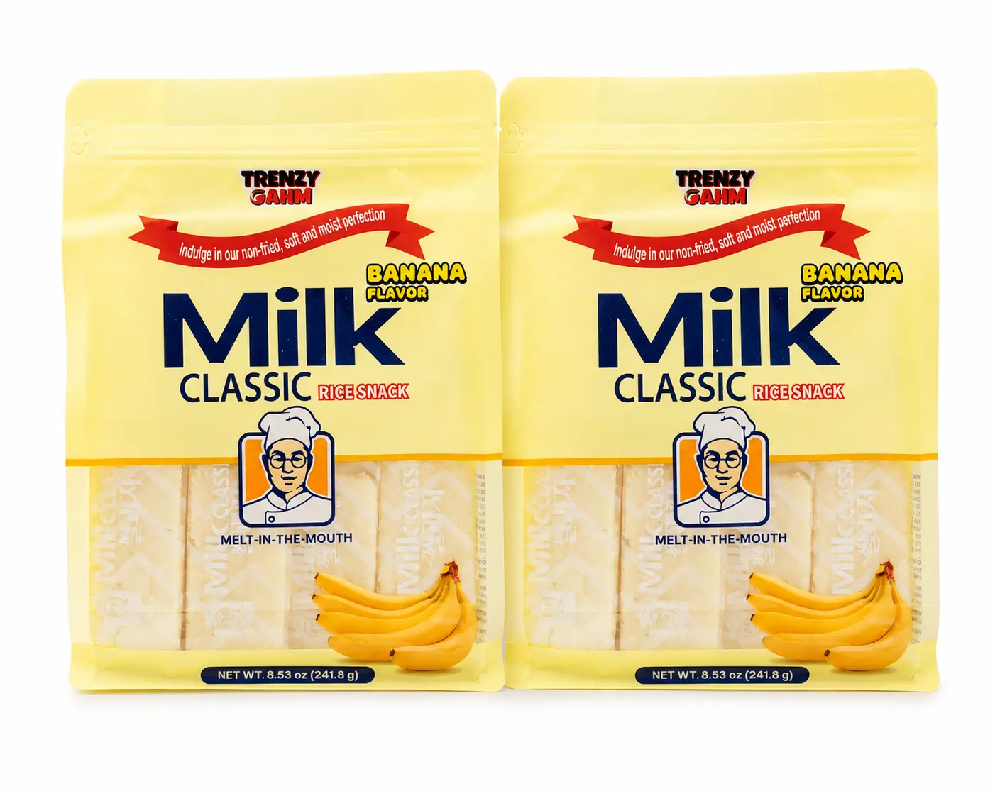 2 Packs Trenzy Gahm Milk Classic Rice Snack - BANANA Flavor 241.8g each pack