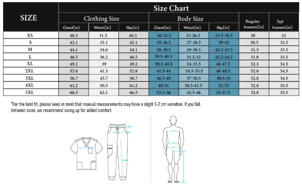 COZYFIT Men Scrubs Set - Luna Vital Set - Stretch V-Neck Scrub Top & Jogger Pant with 8 Pockets, Yoga Waistband, Anti-Wrinkle Scrubs for Men SpringStatements