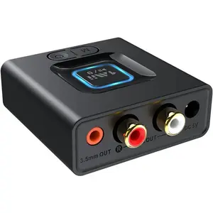 Mii Bluetooth.Receiver for Home Stereo, Bluetooth Audio Adapter with .mm RCA, Wireless HiFi Music Streaming from Smartphone/Tablet to Wired Speaker, hrs Playtime, Bass Mode