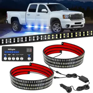 Nilight 2PCS 70 Inch Strobe Light Strip with Controller 864 LED Blue White Running Board Lights Flexible Side Flashing Working Safety Waterproof for Truck Construction Pickup
